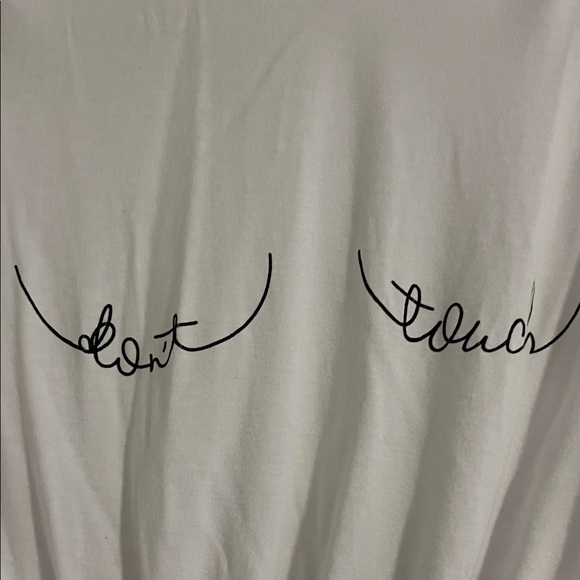 MadRags White 'Don't Touch' Graphic Crop Tee - Picture 3 of 3